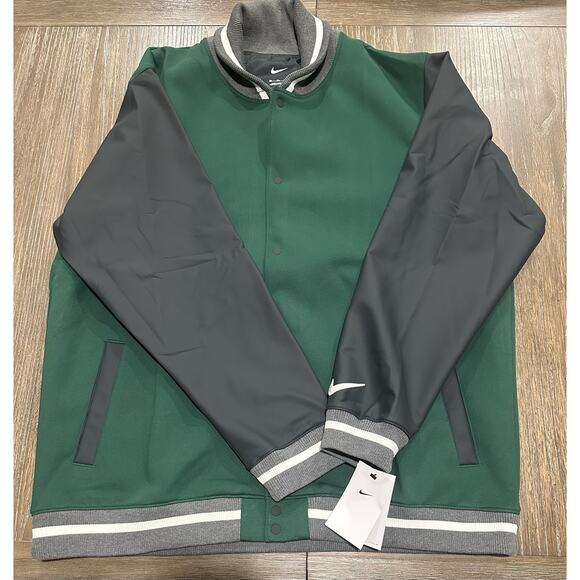 $230 Nike Team Green Letterman Jacket Full-Snap Men's Size XXL DJ5971-341 - Picture 3 of 11